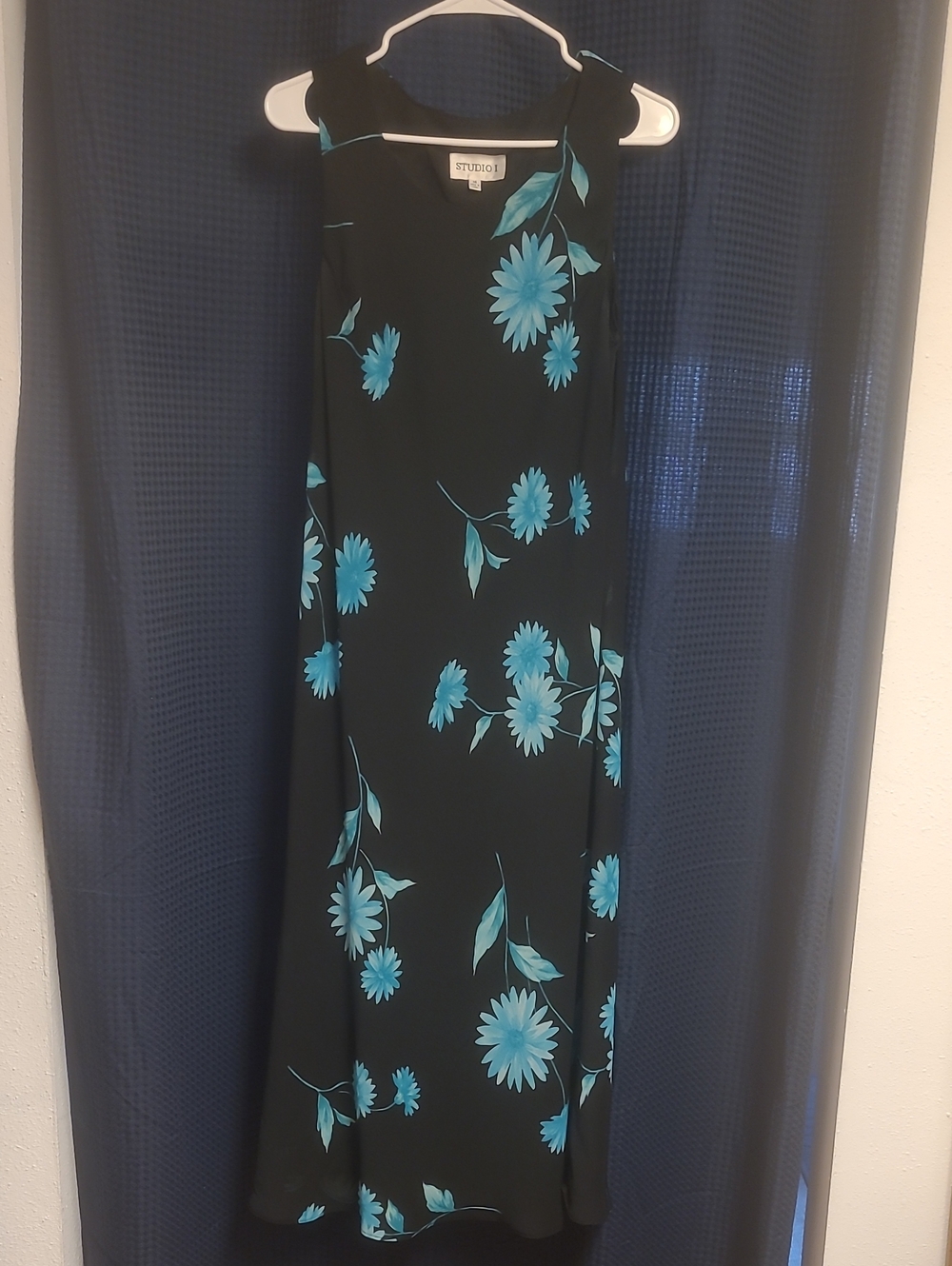 Studio I Black Maxi Dress with Teal Floral Print